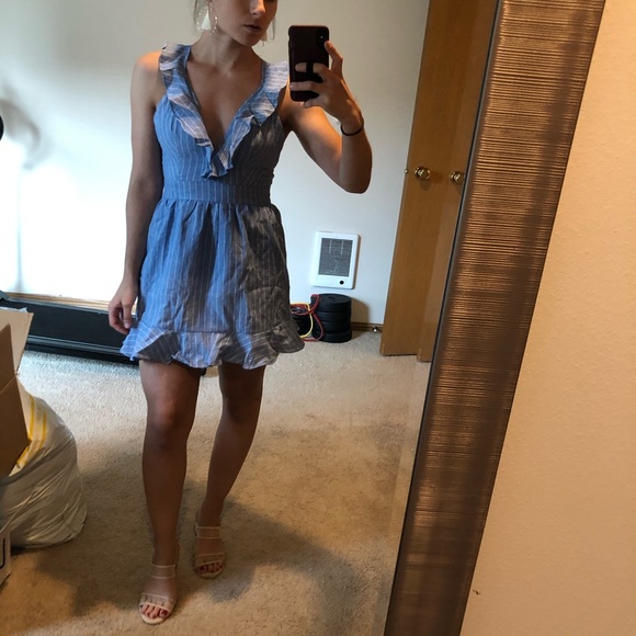 Revolve Strappy open back ruffle striped dress - Picture 5 of 7